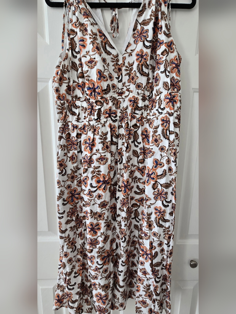 a.n.a White Midi Sundress with Brown & Blue Floral Print